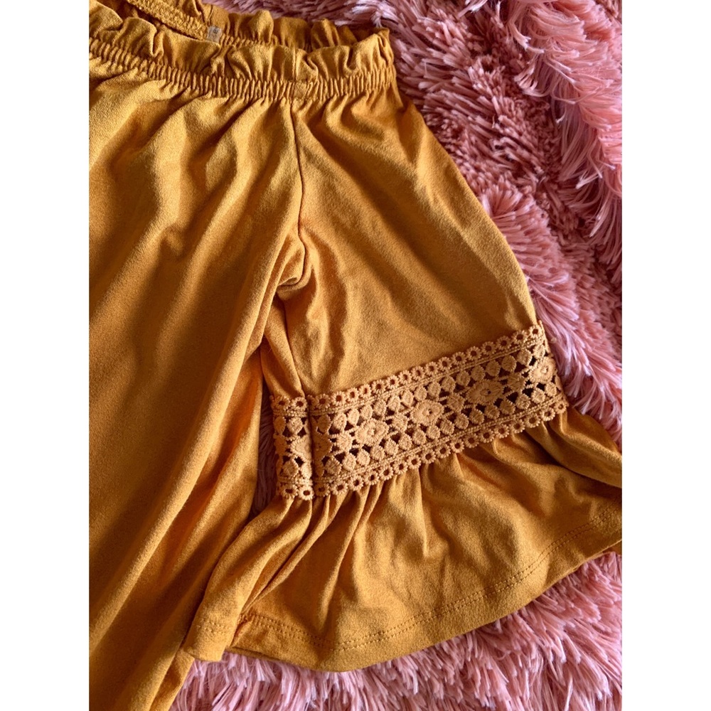 Boho off-shoulder mustard crop top